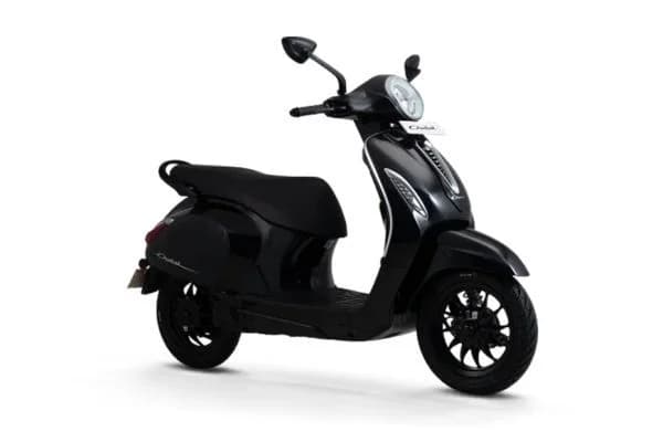 Bajaj Chetak C3502 electric scooter exterior, front three-quarter view.