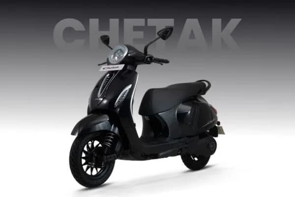 Bajaj Chetak 3503 electric scooter exterior, front three-quarter view.