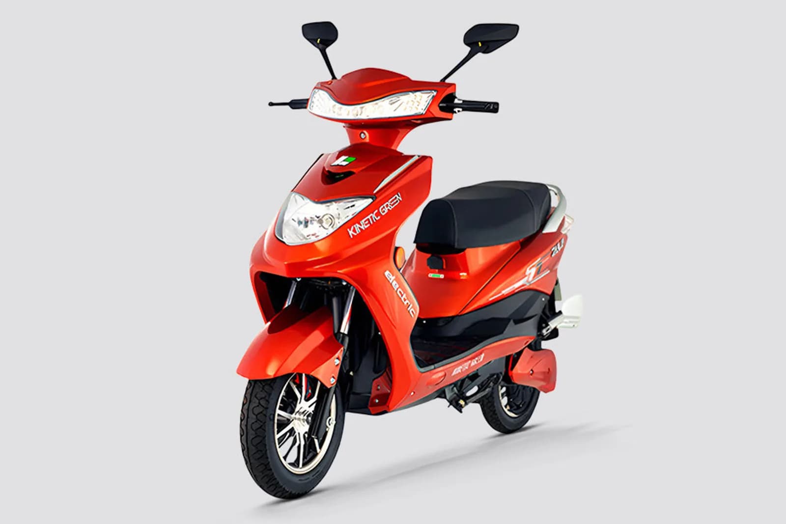 Kinetic Green Zulu STD electric scooter exterior, front three-quarter view.