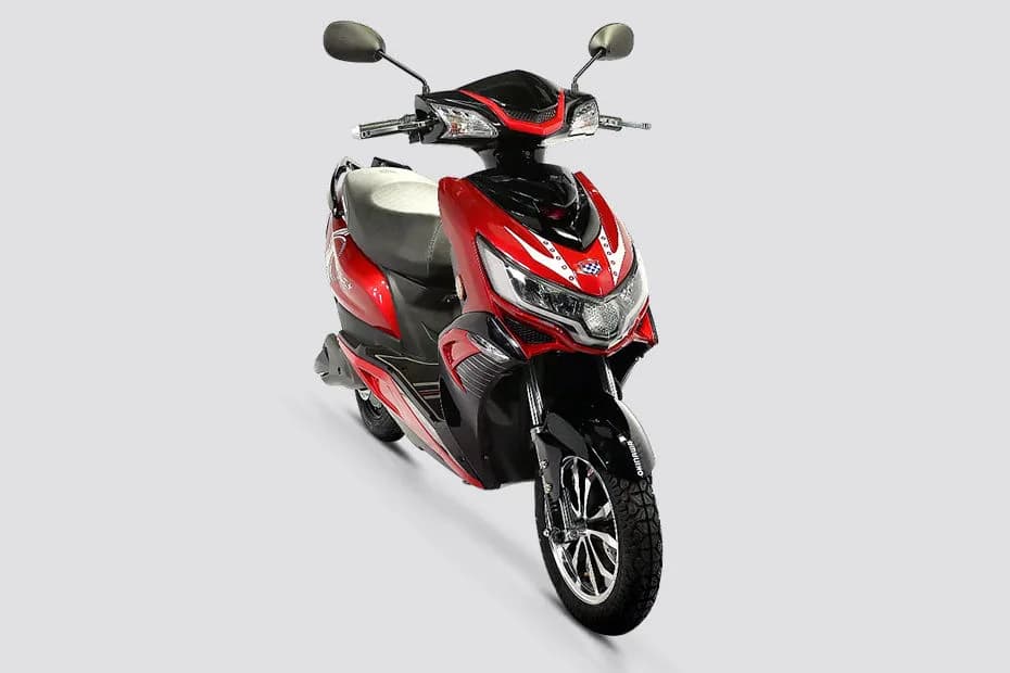 Okinawa iPraise+ STD electric scooter exterior, front three-quarter view.