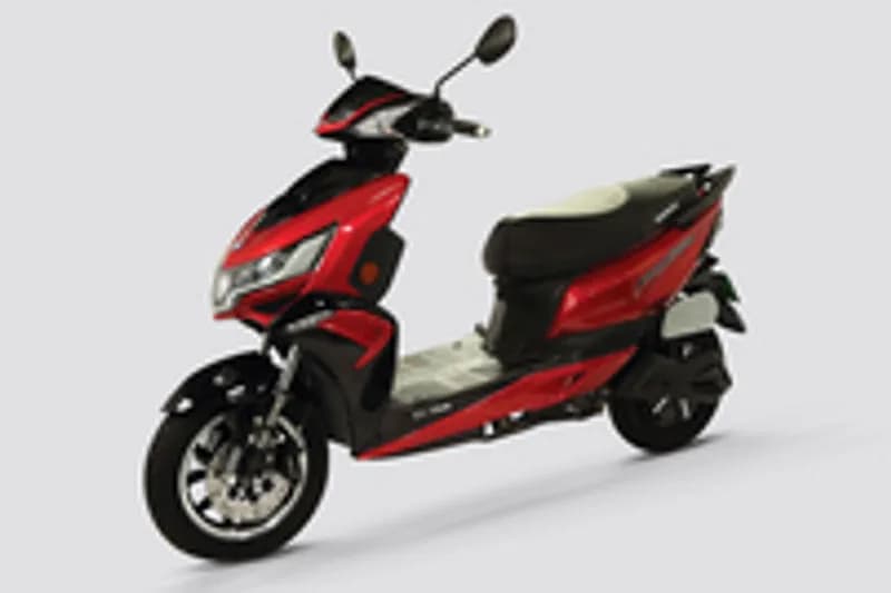 Okinawa PraisePro STD electric scooter exterior, front three-quarter view.