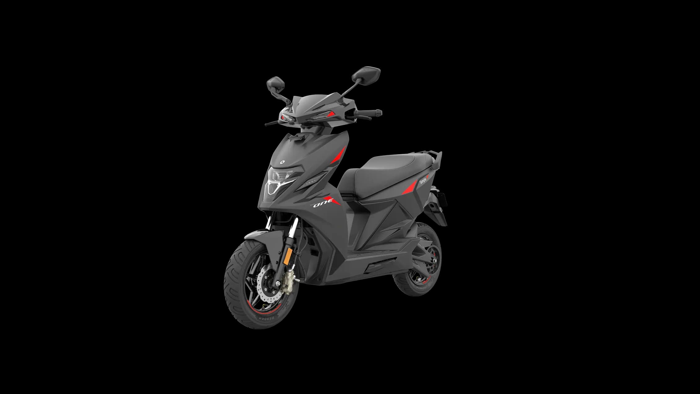 Simple Energy One Gen 2 5 kWh electric scooter exterior, front three-quarter view.