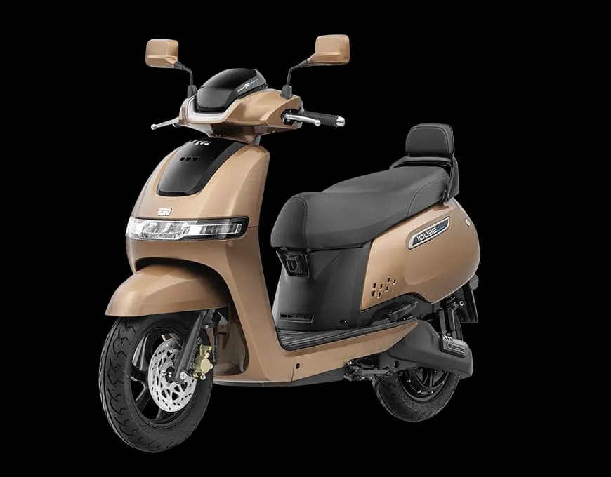 TVS iQube 3.5 kWh electric scooter exterior, front three-quarter view.