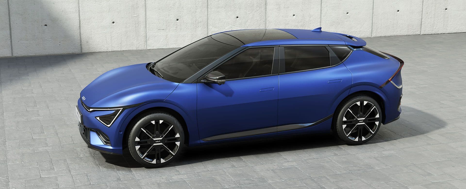 Kia EV6 GT-Line AWD electric crossover exterior, front three-quarter view.