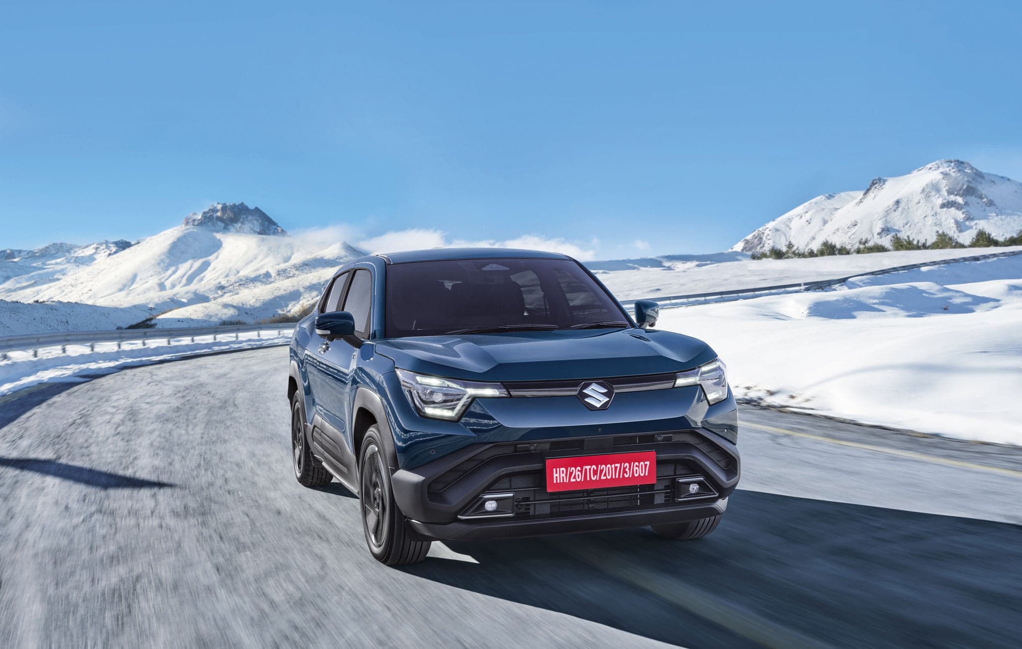 Maruti Suzuki e Vitara Zeta 61 kWh electric SUV exterior, front three-quarter view.