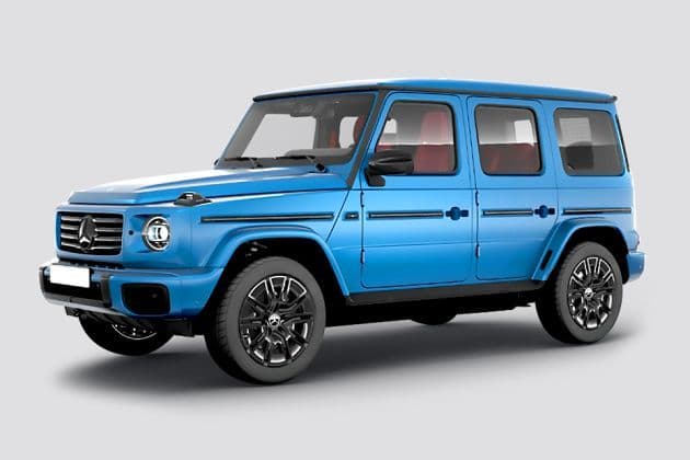 Mercedes-Benz G-Class Electric G 580 with EQ Technology electric SUV exterior, front three-quarter view.