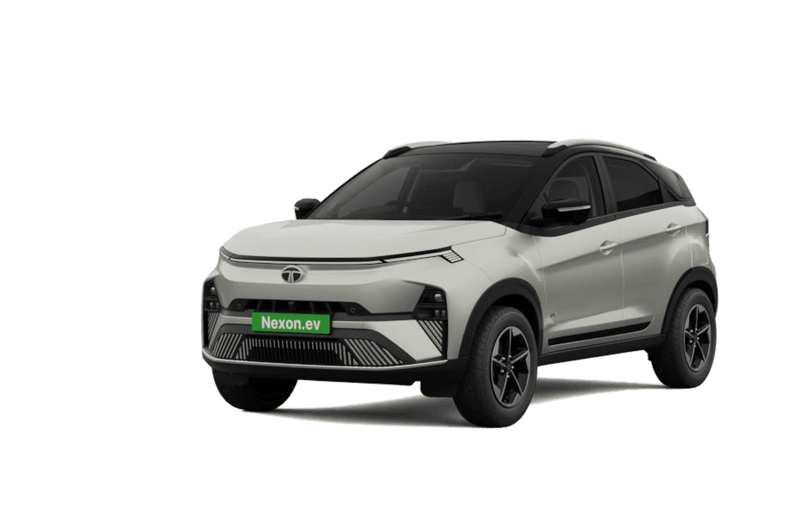 Tata Nexon.ev 45 kWh electric compact SUV exterior, front three-quarter view.