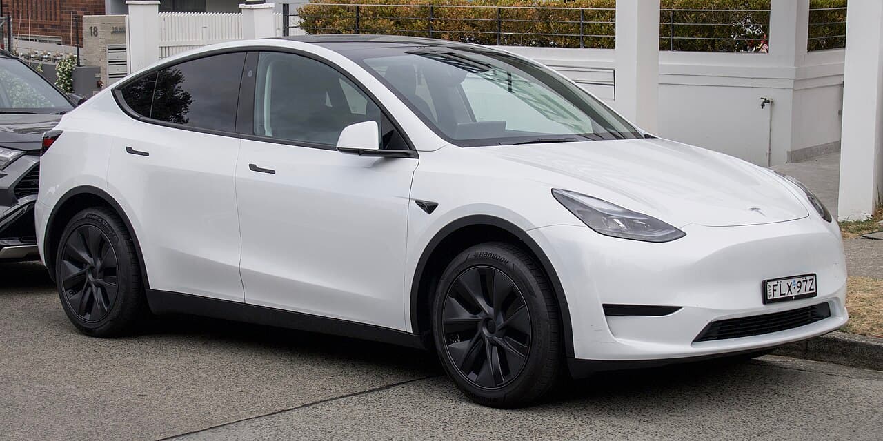 Front three-quarter view of a Tesla Model Y.