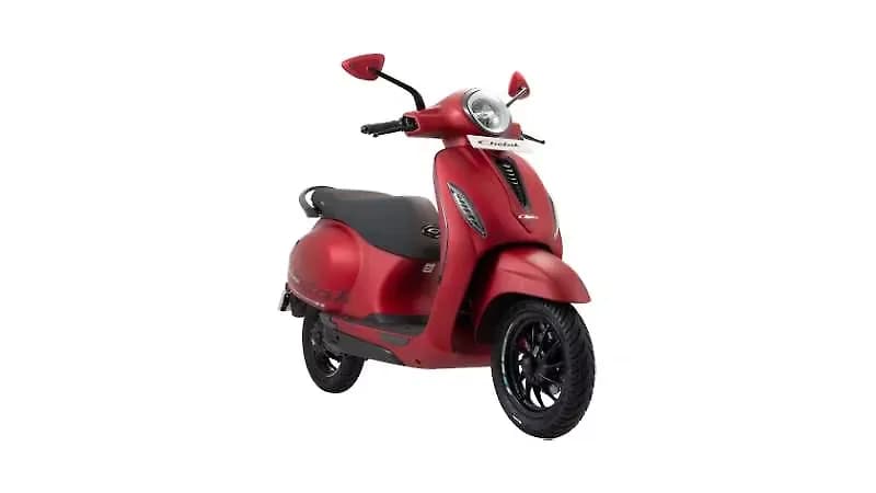 Bajaj Chetak 3001 electric scooter exterior, front three-quarter view.