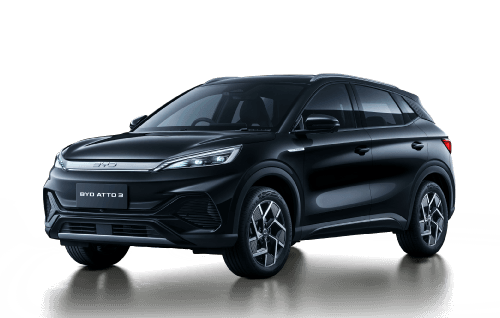 BYD ATTO 3 Premium electric compact crossover exterior, front three-quarter view.