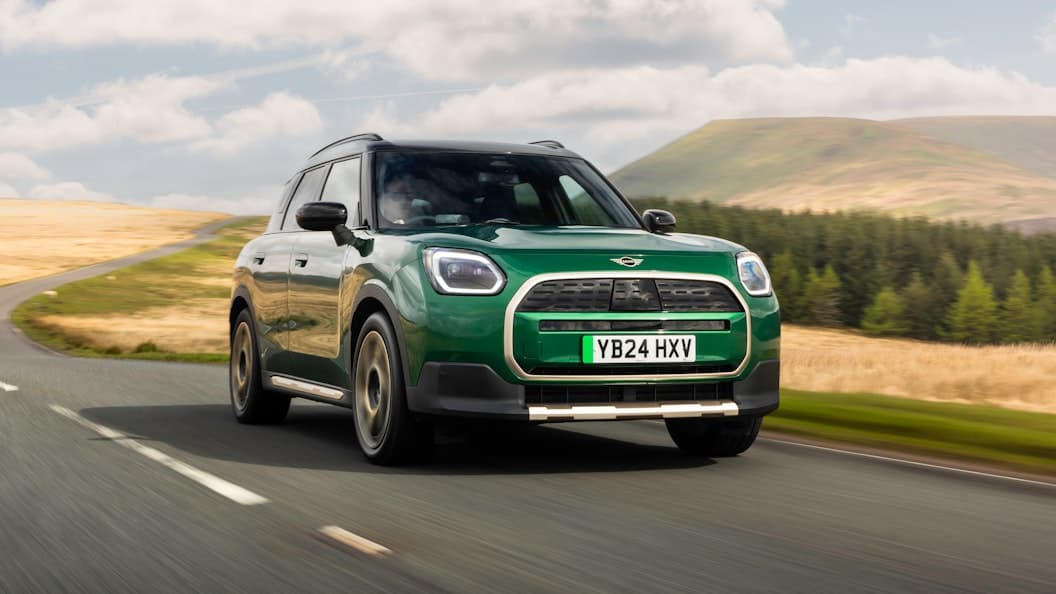 MINI Countryman Electric E electric SUV exterior, front three-quarter view.