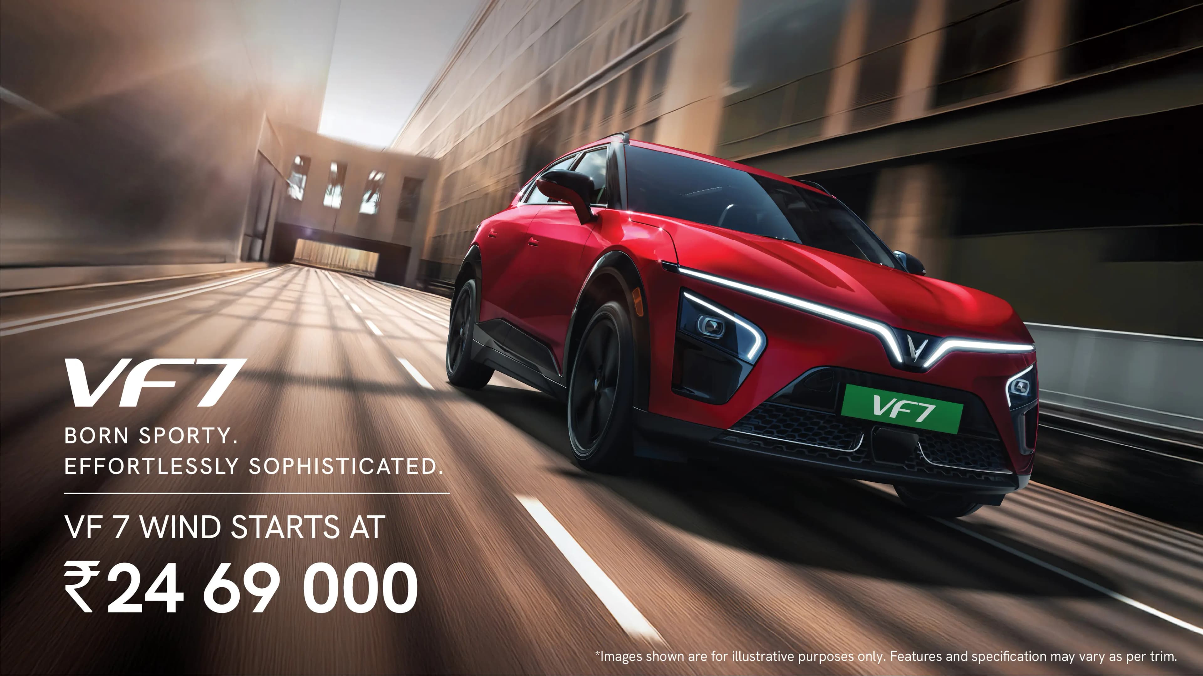 VinFast VF 7 Wind 70.8 kWh electric SUV exterior, front three-quarter view.